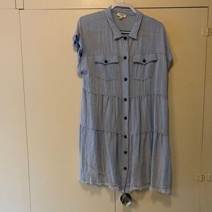 Light Blue Button-Up Dress